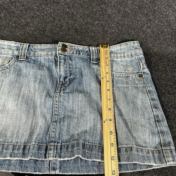 Vintage 2000s Y2K Low Rise Denim Micro Mini Skirt Embroidered Retro Festival 34" - Picture 9 of 9